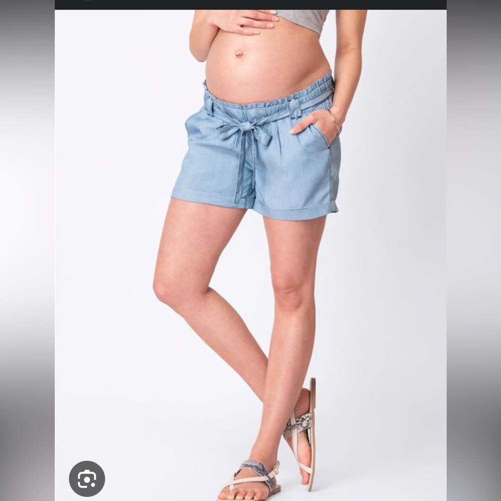 SERAPHINE | 100% tencil chambray denim maternity shorts, size 4